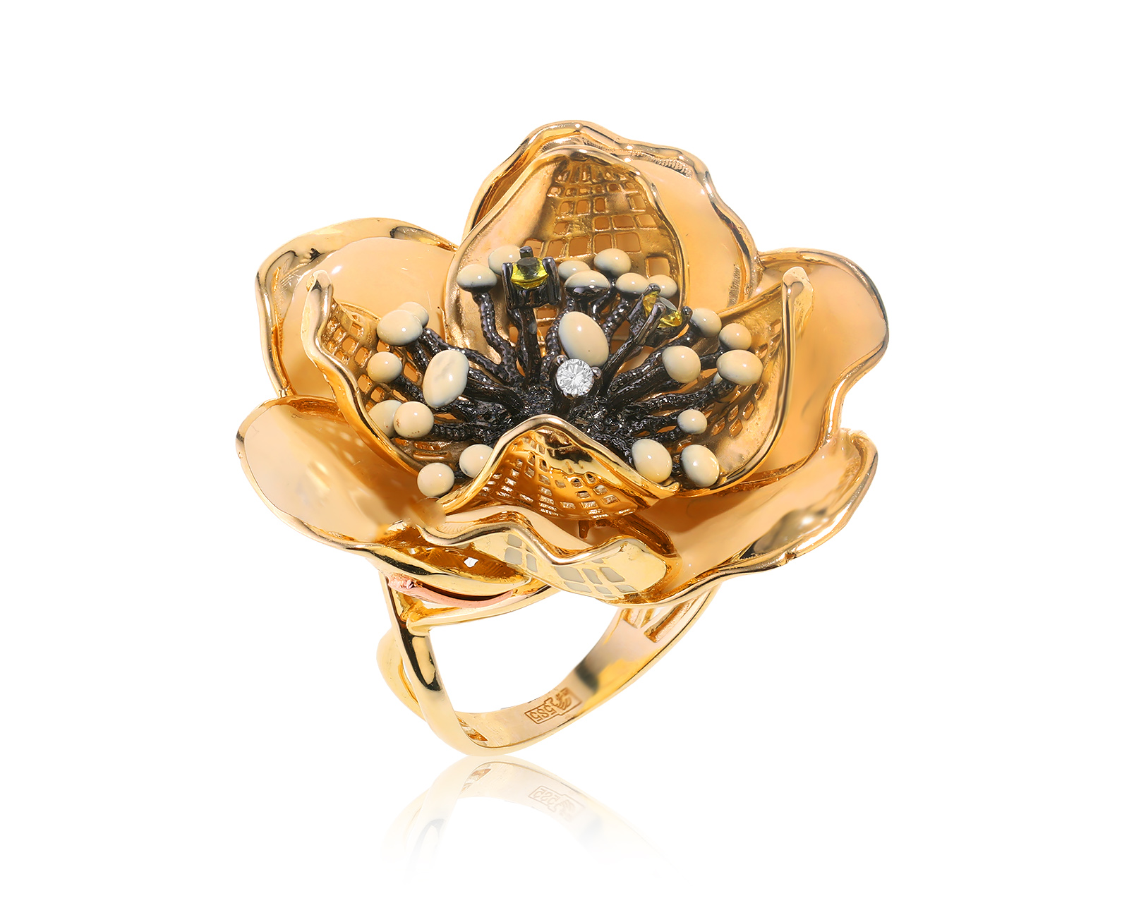 Оригинальное золотое кольцо Roberto Bravo White Dreams 250923/1