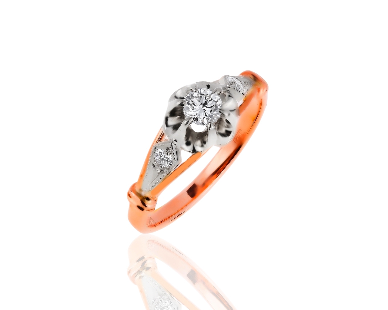 Винтажное золотое кольцо с бриллиантами 0.30ct 221017/9