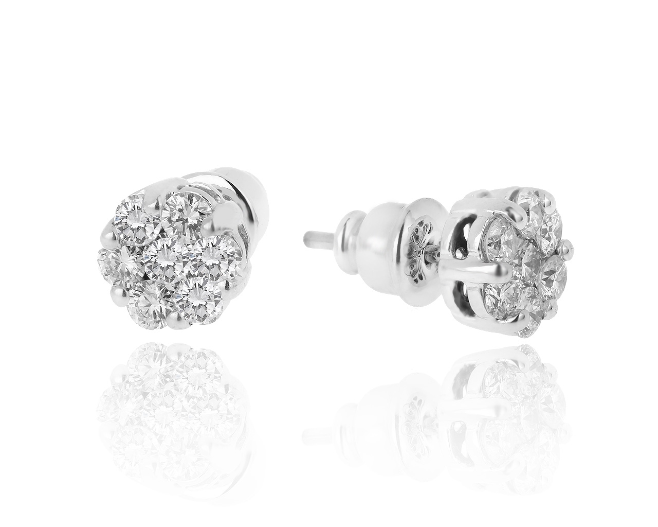 Золотые серьги-пусеты с бриллиантами 1.16ct