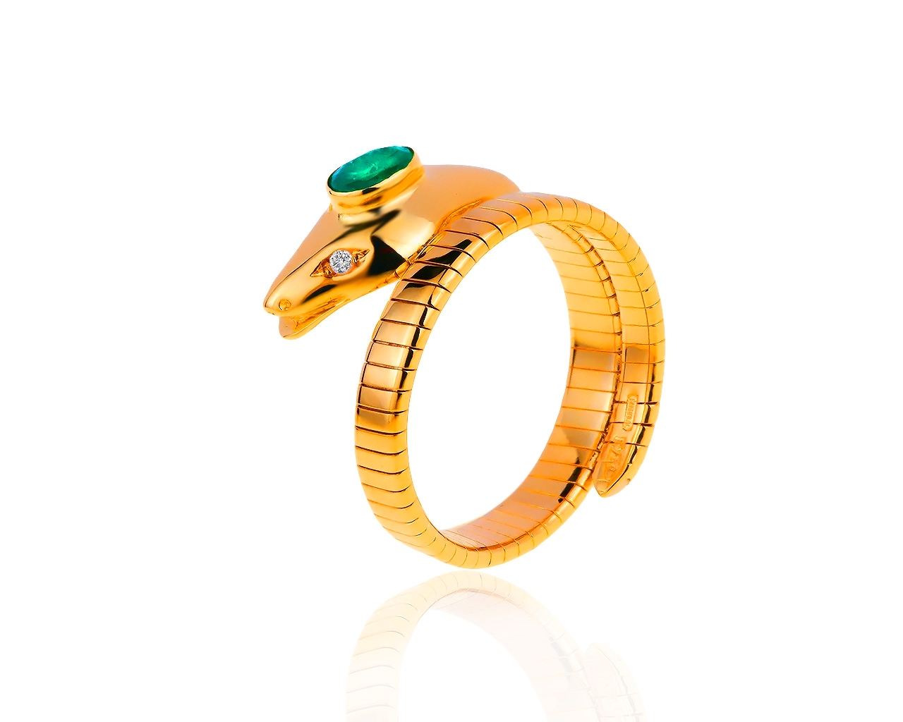 Итальянское золотое кольцо с бриллиантами и изумрудом 240419/12