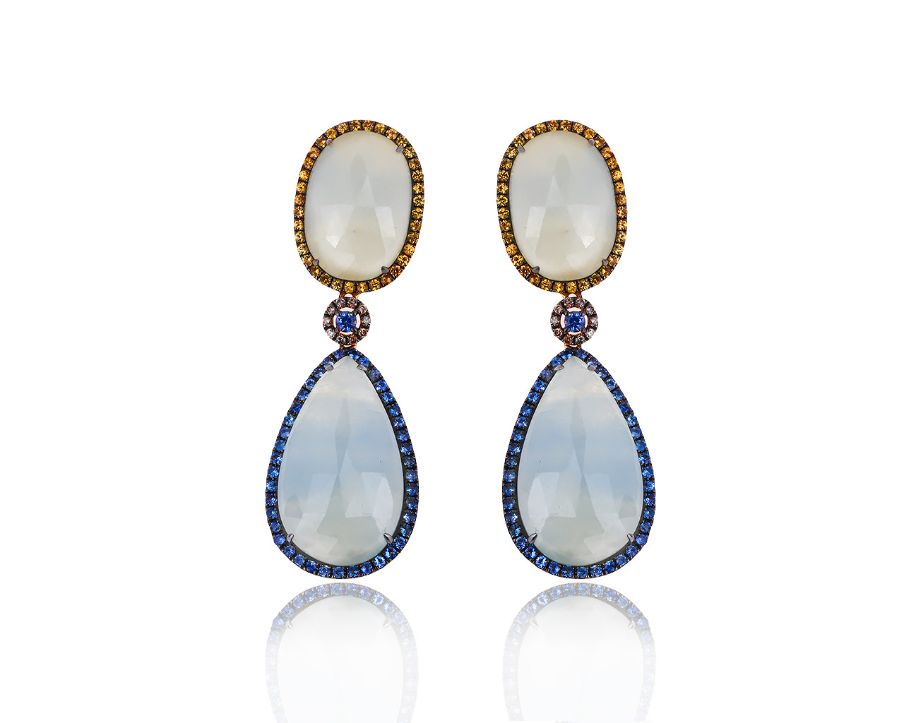 Царские золотые серьги с сапфирами 48.87ct 090120/3