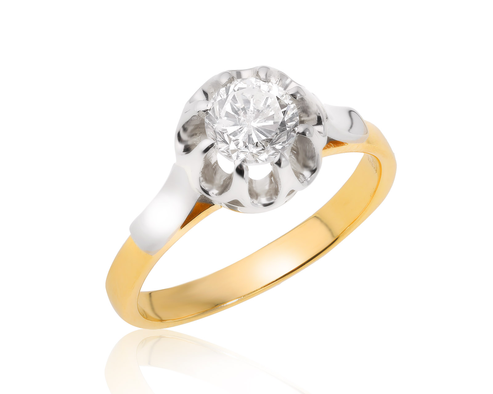 Золотое кольцо с бриллиантом 0.75ct