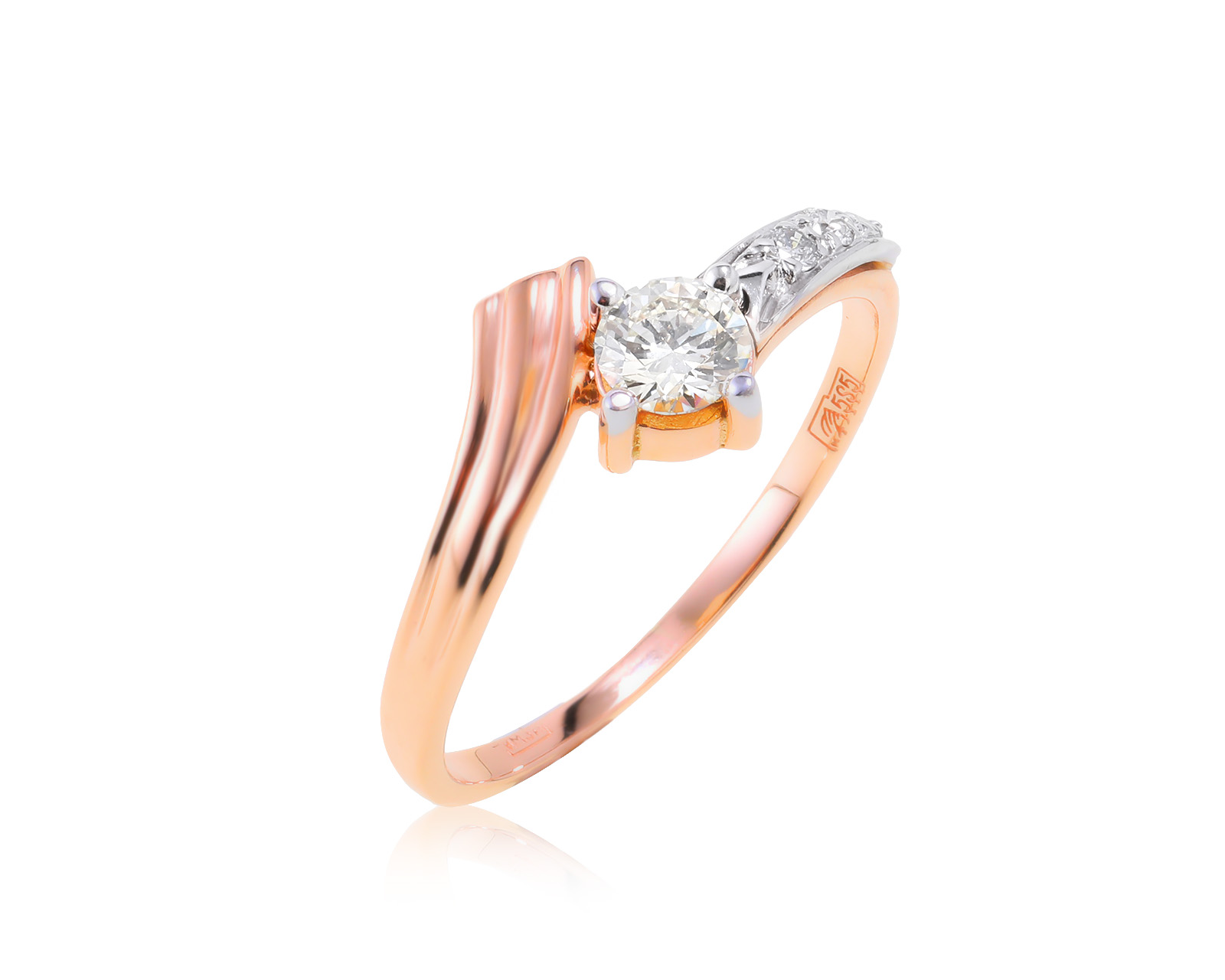 Стильное золотое кольцо с бриллиантами 0.38ct