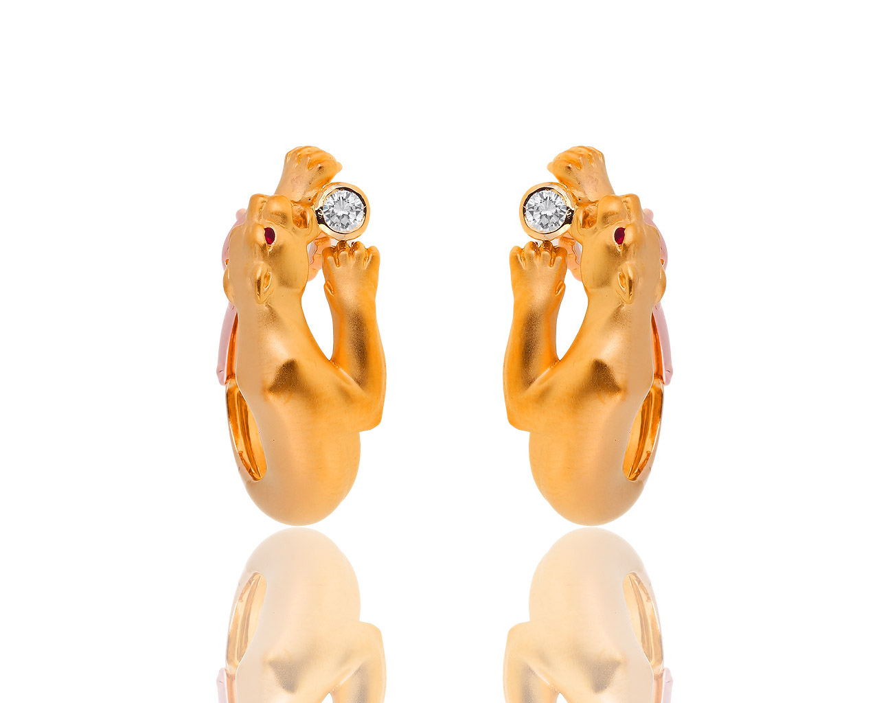 Оригинальные золотые серьги с бриллиантами 0.12ct Carrera y Carrera Panther 291018/4