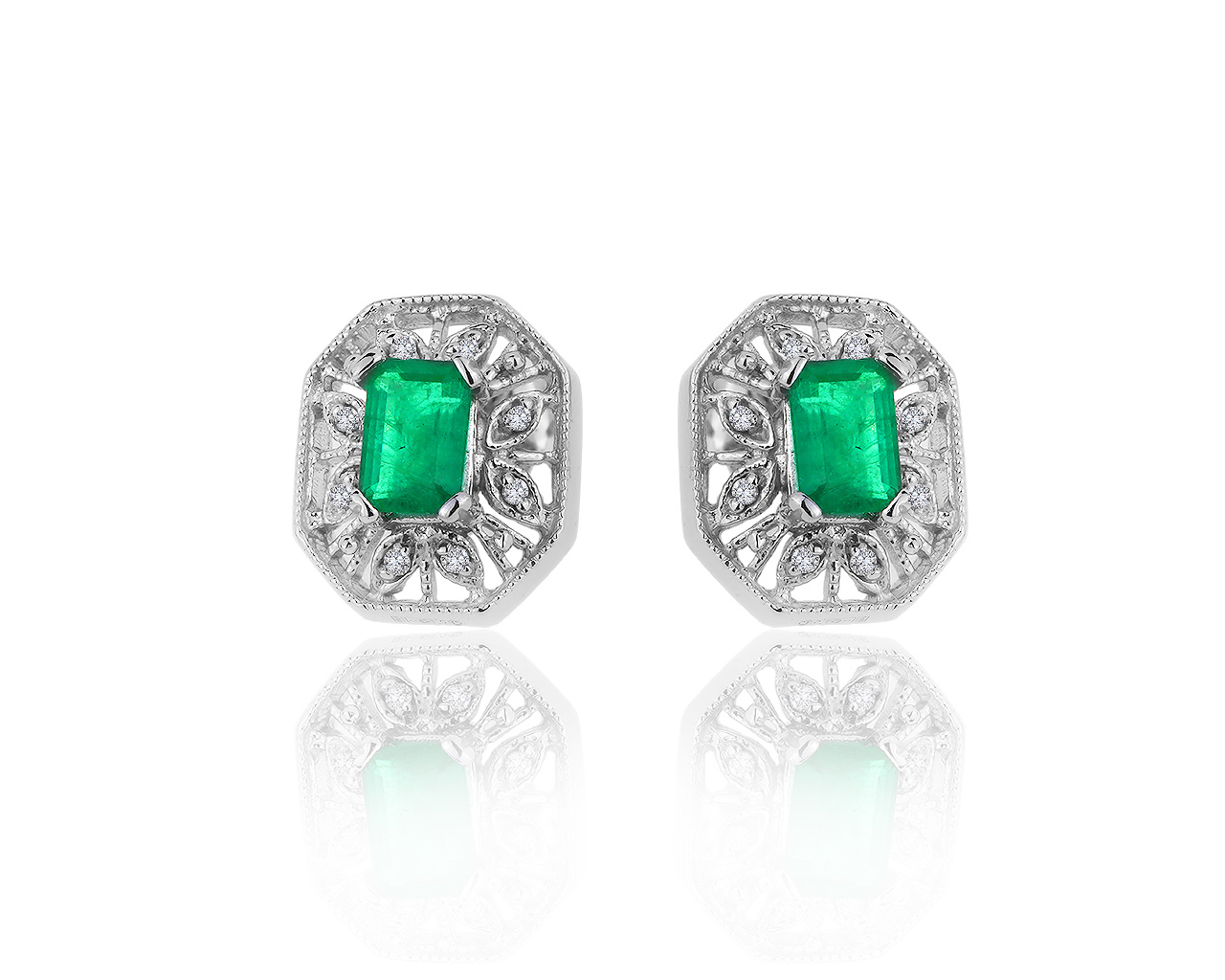 Великолепные золотые серьги с изумрудами 1.15ct 180719/3