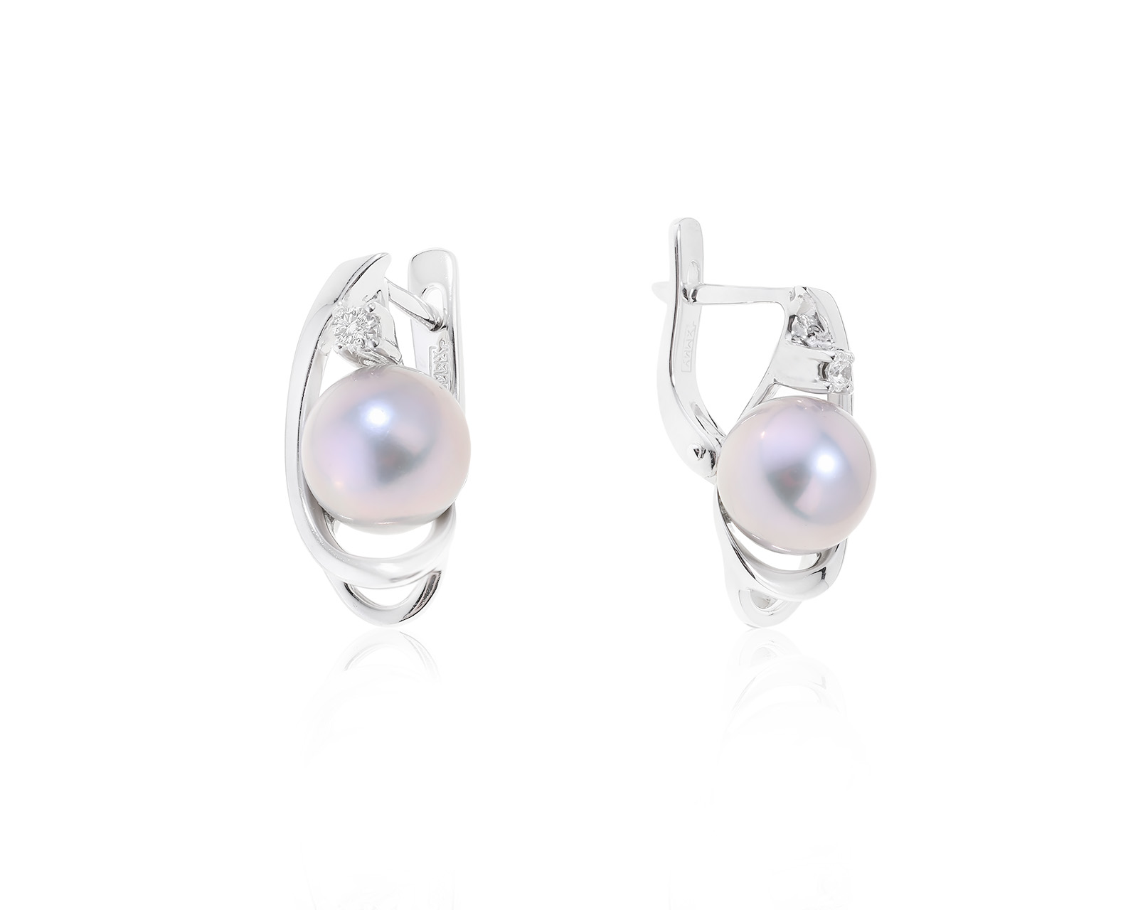 Женственные золотые серьги с жемчугом 8.40 мм 180123/7