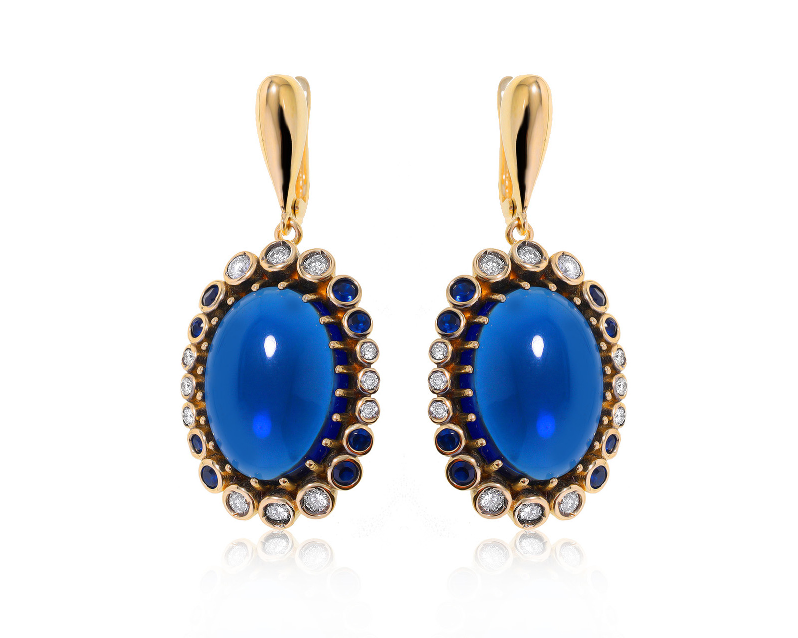 Праздничные золотые серьги с сапфирами 24.16ct