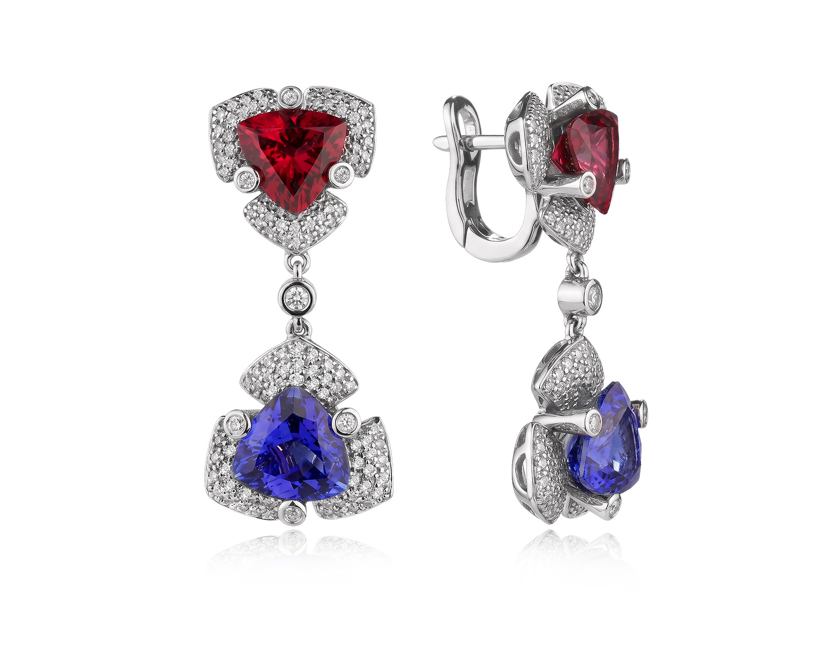 Оригинальные золотые серьги с танзанитами 7.13ct Lykov`s Jewellery