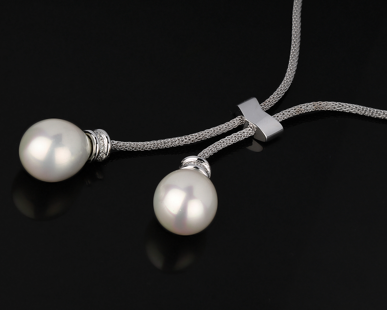 Золотое колье с жемчугом и бриллиантами 0.44ct Unoaerre 310116/3