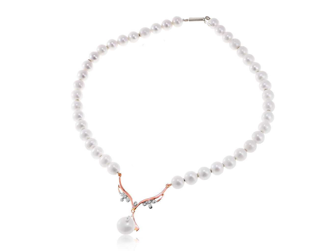 Завораживающее золотое колье с жемчугом 9-12.50 мм