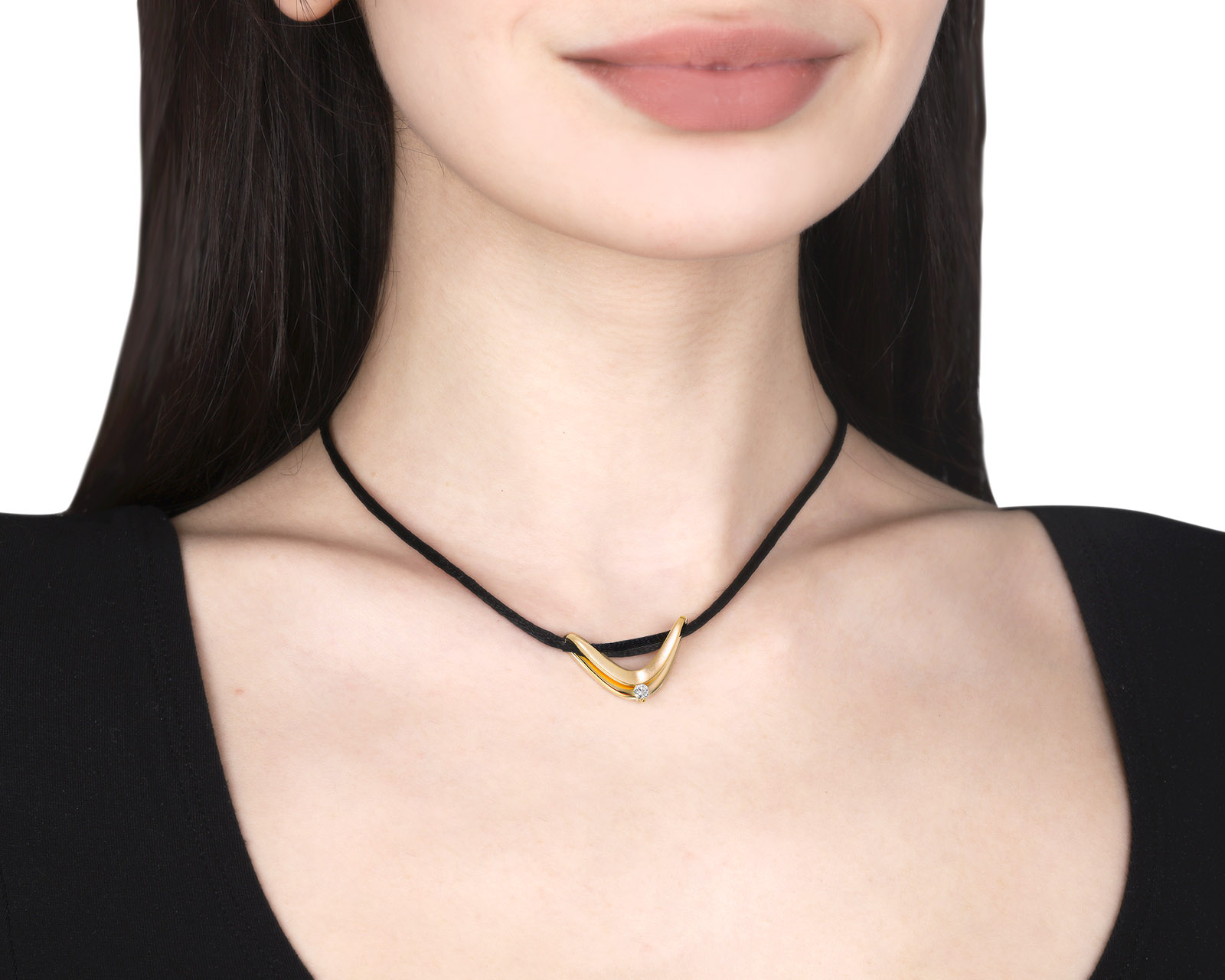 Модный золотой кулон с бриллиантом 0.16ct