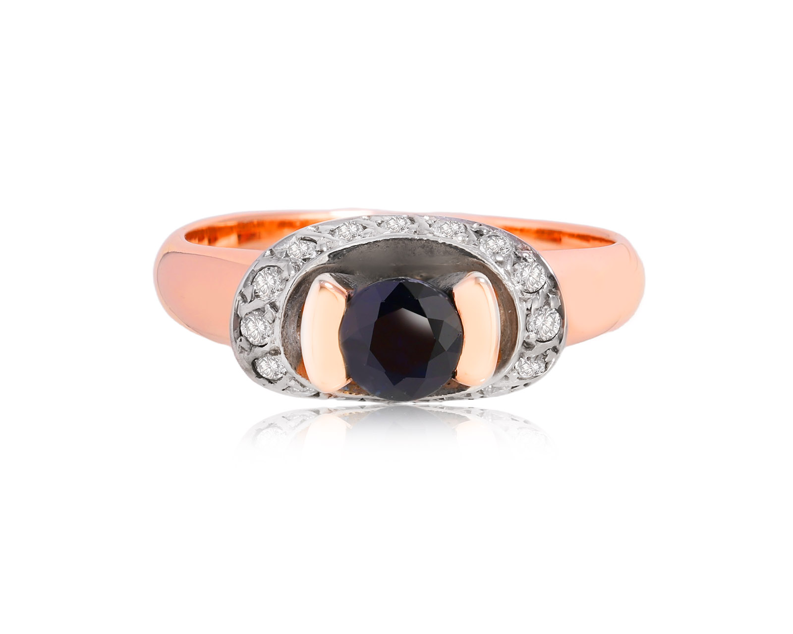 Золотое кольцо с сапфиром 0.60ct и бриллиантами 0.19ct