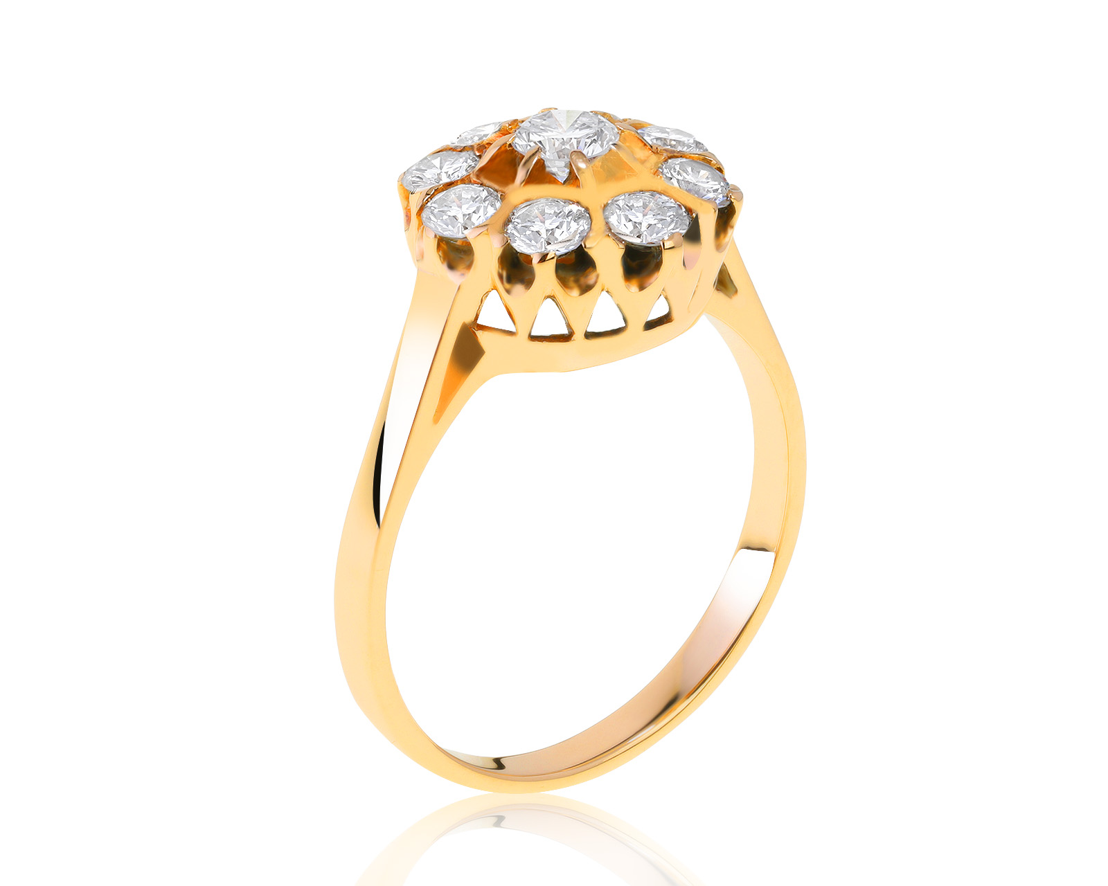Красивое золотое кольцо с бриллиантами 1.04ct СССР