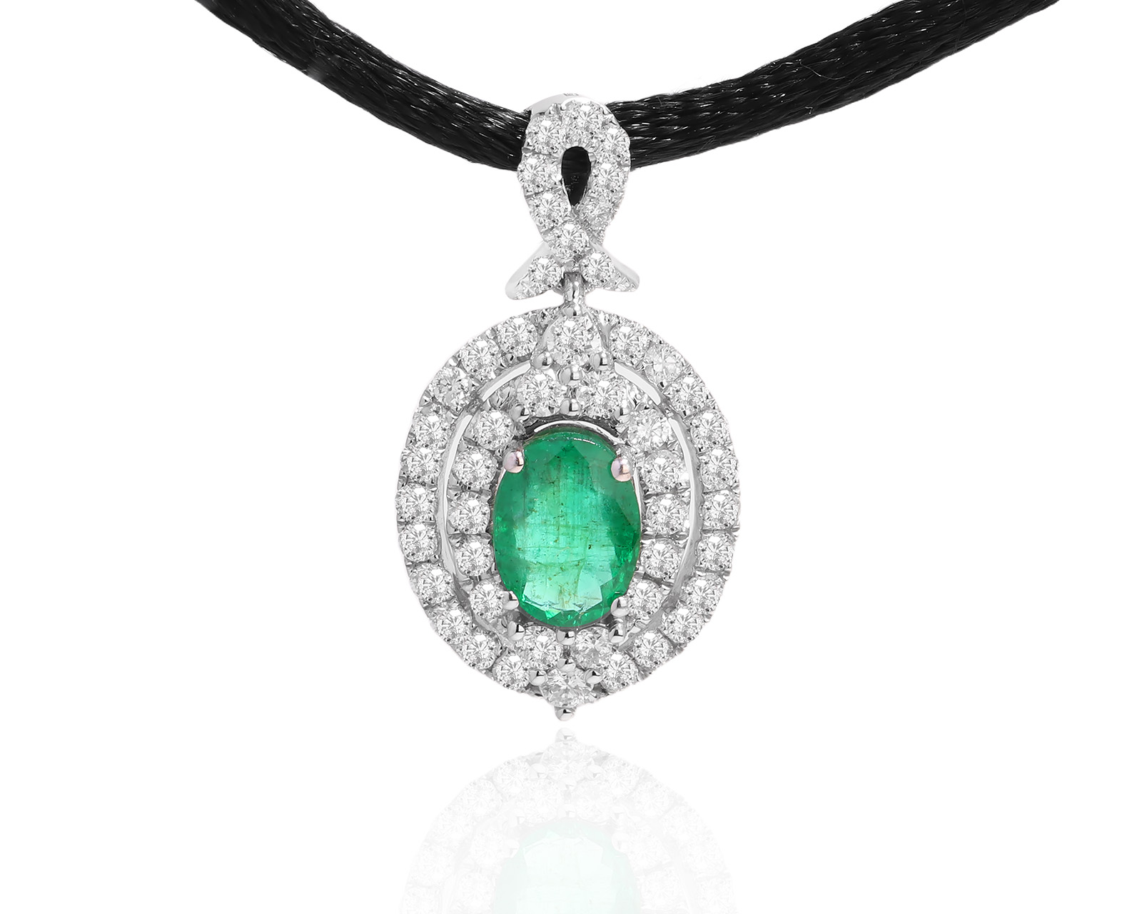 Золотой кулон с изумрудом 0.75ct и бриллиантами 0.54ct