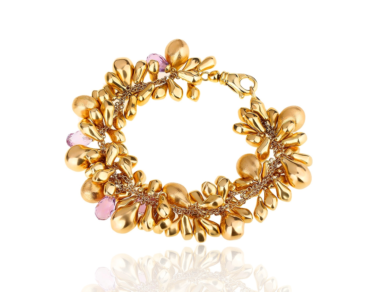 Итальянский золотой браслет с аметистами