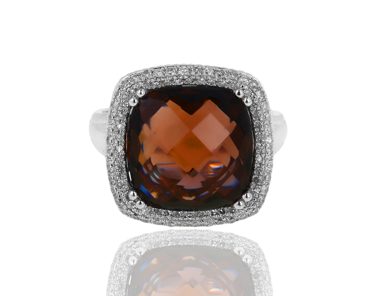 Золотое кольцо с кварцем и бриллиантами 0.40ct Roberto Bravo