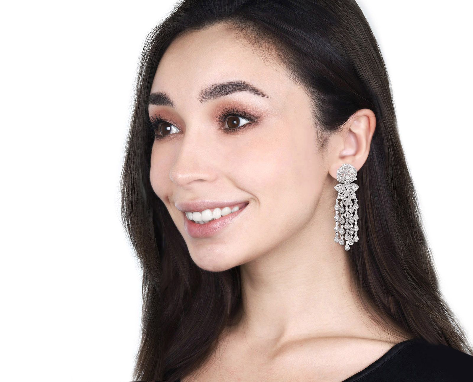 Золотые серьги с бриллиантами 3.88ct