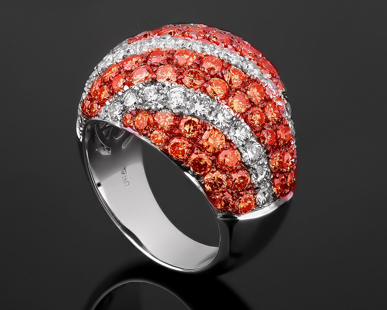 Модное золотое кольцо с бриллиантовым паве 5.00ct