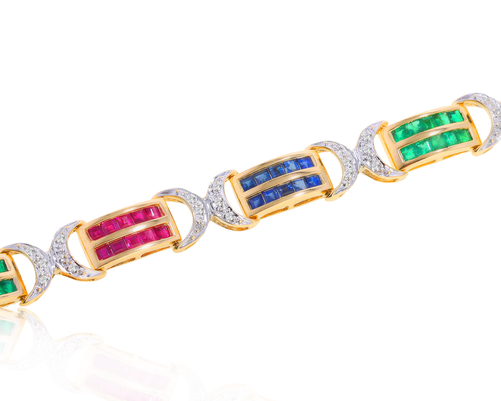 Праздничный золотой браслет с цветными камнями 4.98ct 200722/4