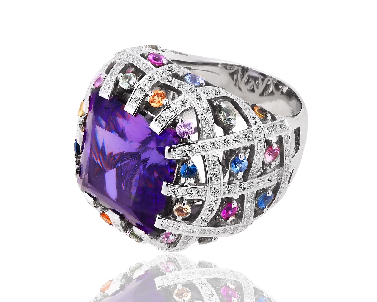 Золотое кольцо с бриллиантами 1.10ct и сапфирами 1.51ct 161118/6