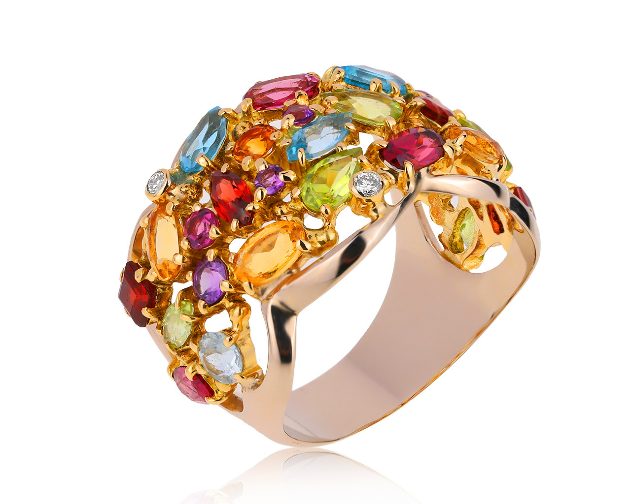 Завораживающее золотое кольцо с цветными камнями 3.24ct 160620/9