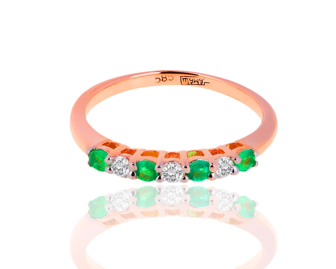 Золотое кольцо с изумрудами и бриллиантами 080518/6