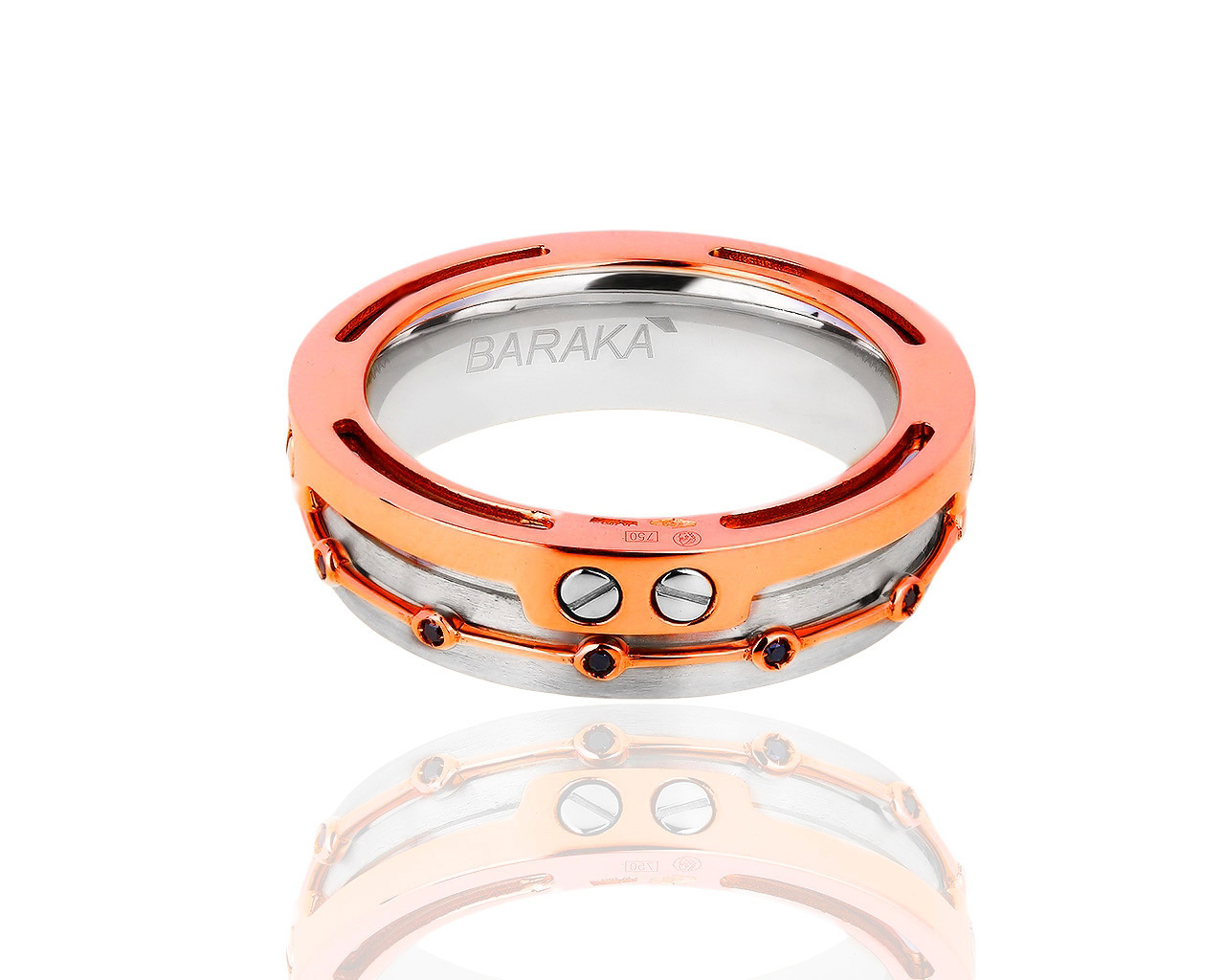 Оригинальное золотое кольцо с черными бриллиантами 0.06ct Baraka 280319/6