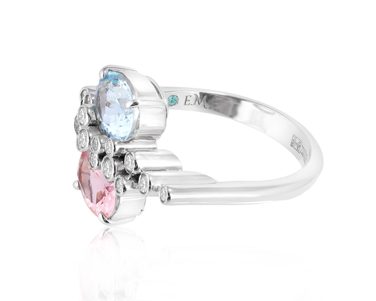 Золотое кольцо с аквамарином 1.20ct и морганитом 0.93ct Evgeny Matveev