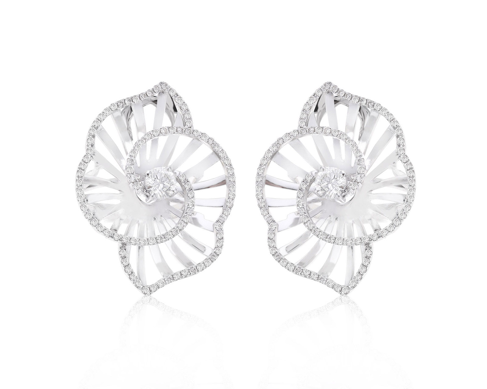 Волшебные золотые серьги с бриллиантами 1.35ct