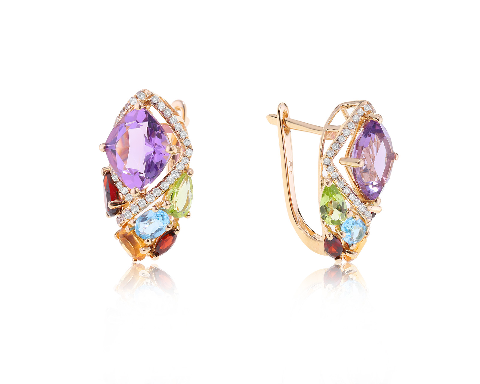 Золотые серьги с цветными камнями 6.42ct 270723/15