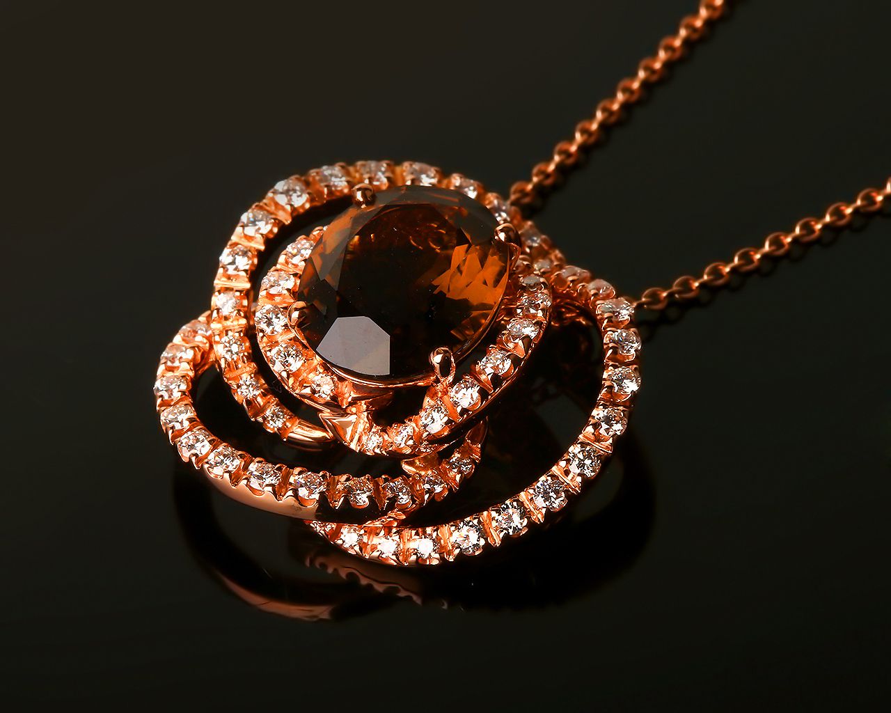 Золотой кулон с дымчатым кварцем Damiani 170716/3