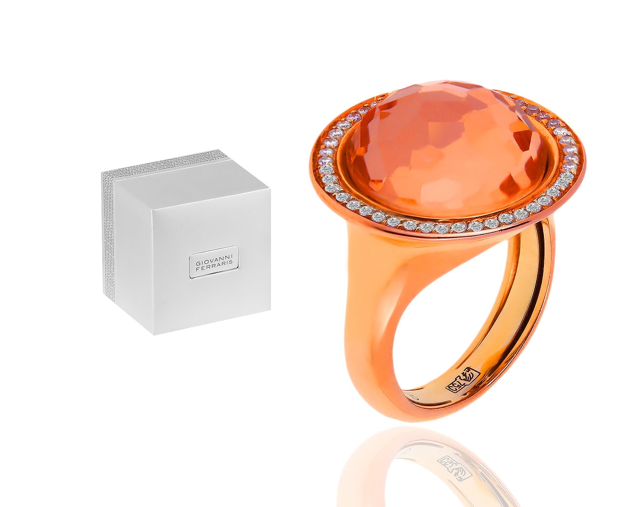 Золотое кольцо с бриллиантами и морганитом Giovanni Ferraris