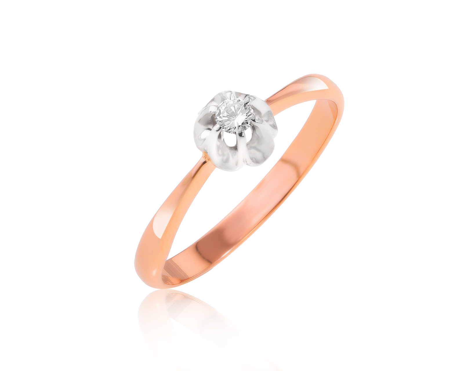 Золотое кольцо с бриллиантом 0.08ct 280624/12 Золотое кольцо с бриллиантом 0.08ct 280624/12