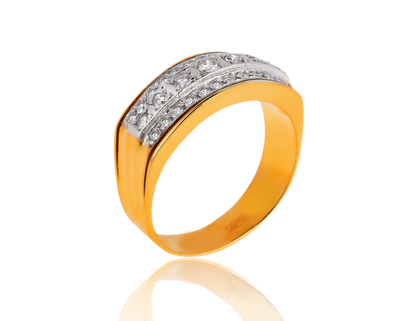 Солидное золотое кольцо с бриллиантами 0.65ct