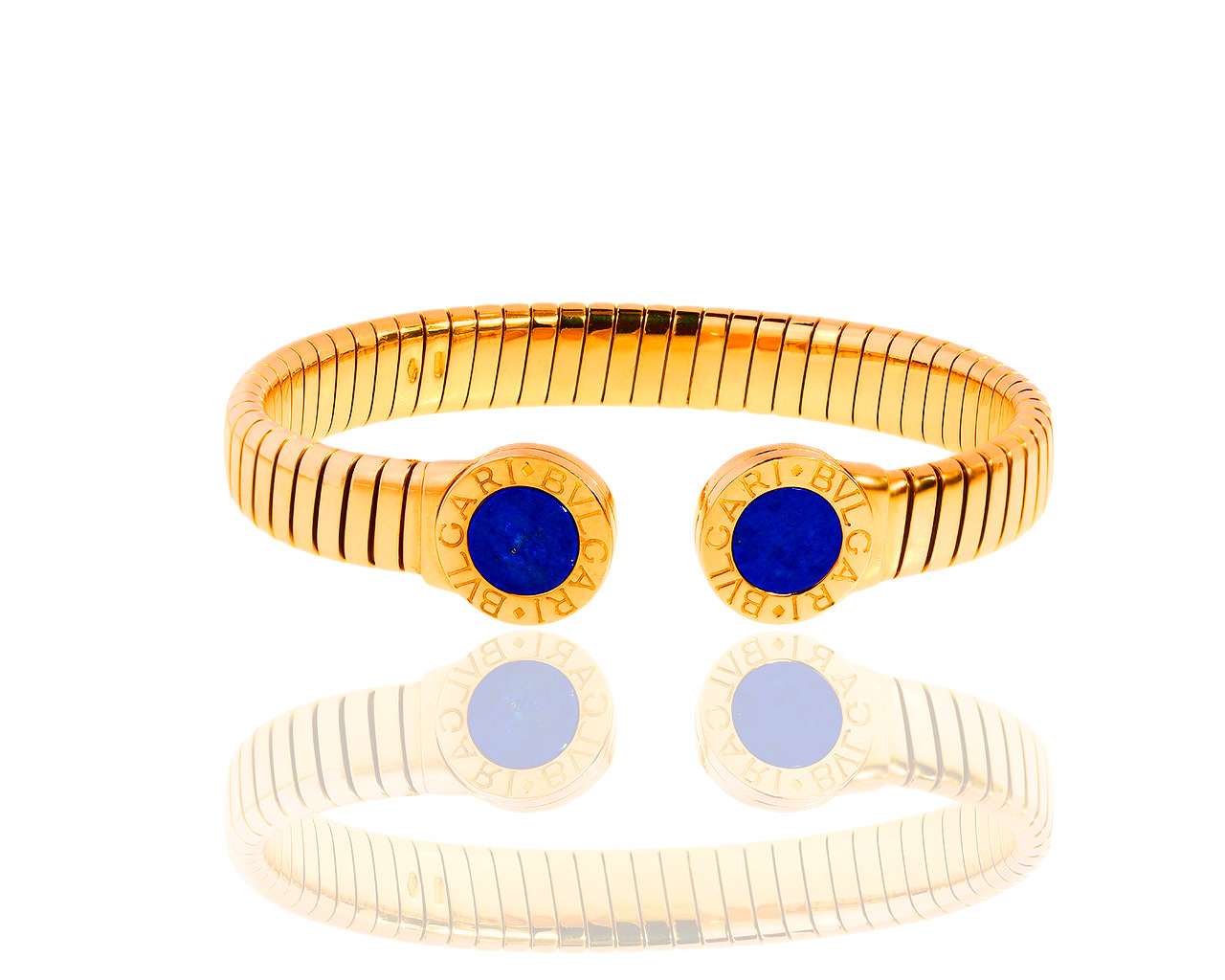 Оригинальный золотой браслет с лазуритом Bvlgari Tubogas 090419/7 Оригинальный золотой браслет с лазуритом Bvlgari Tubogas 090419/7