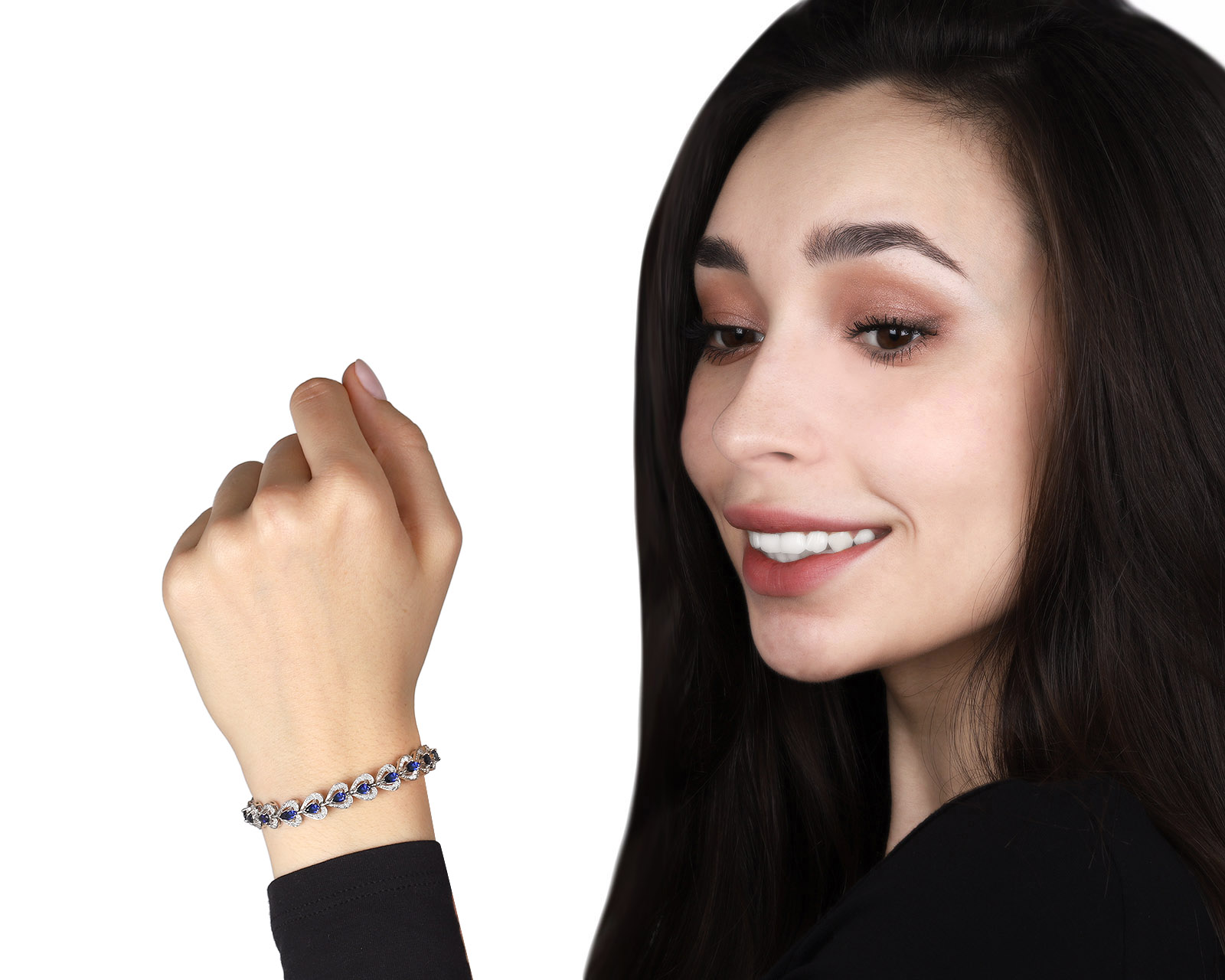 Золотой браслет с сапфирами 4.15ct и бриллиантами 0.60ct