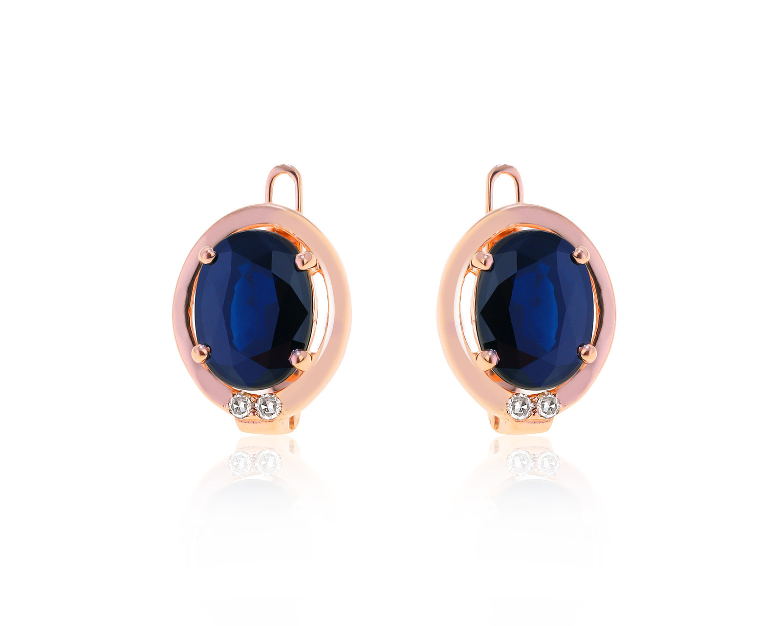 Прелестные золотые серьги с сапфирами 2.70ct