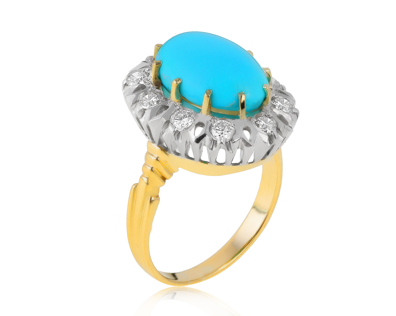 Волшебное золотое кольцо с бирюзой 4.58ct СССР 010521/4
