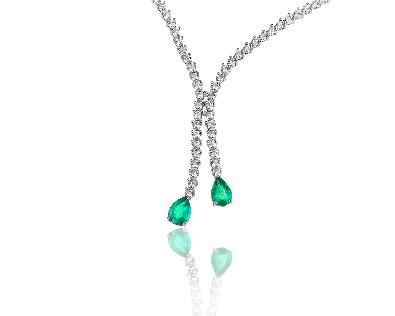 Шикарное золотое колье с изумрудами 2.58ct и бриллиантами 3.37ct