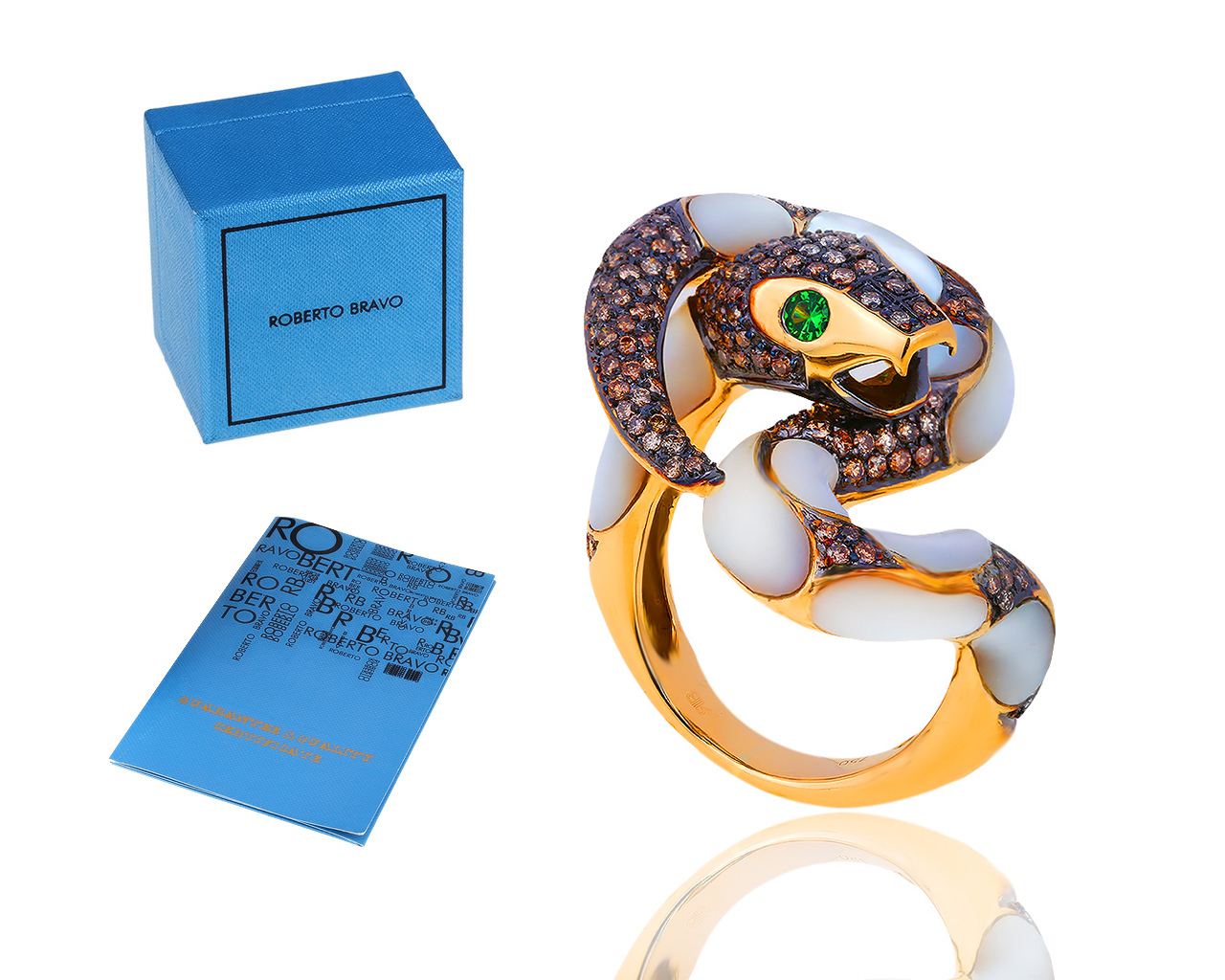 Золотое кольцо с гранатами и бриллиантами 1.17ct Roberto Bravo