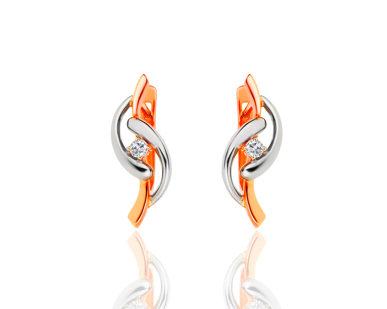 Изящные золотые серьги с бриллиантами 0.12ct 220518/4 Изящные золотые серьги с бриллиантами 0.12ct 220518/4