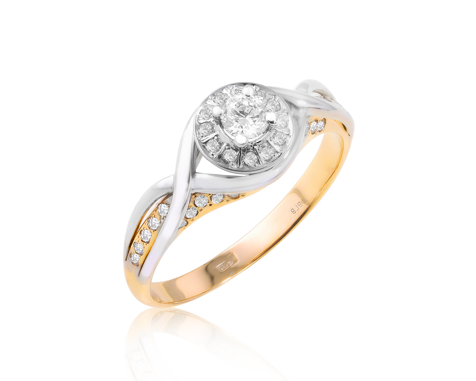Золотое кольцо с бриллиантами 0.45ct