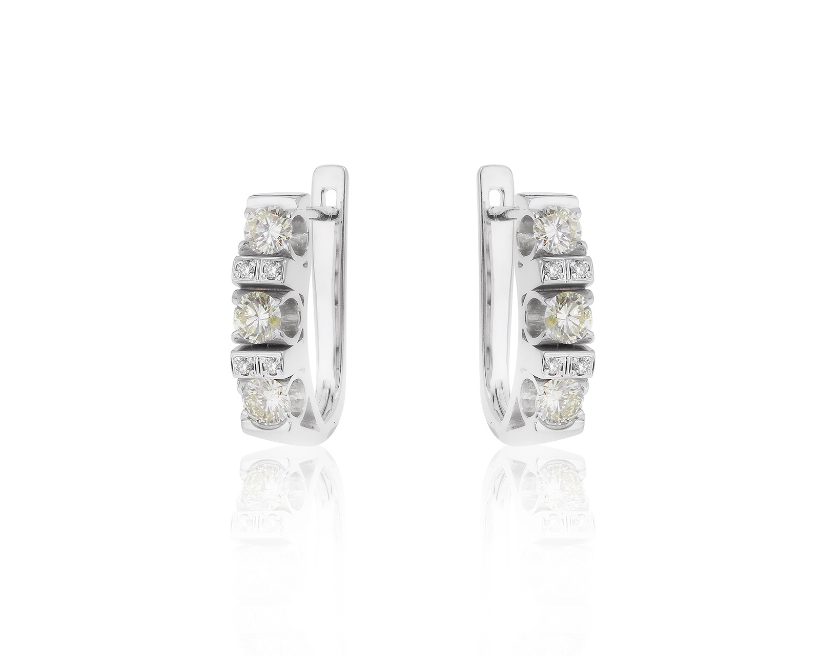 Роскошные золотые серьги с бриллиантами 1.10ct