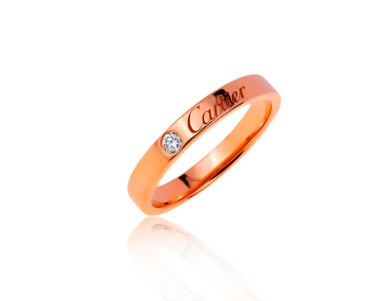 Оригинальное золотое кольцо с бриллиантом 0.03ct Cartier 290120/4