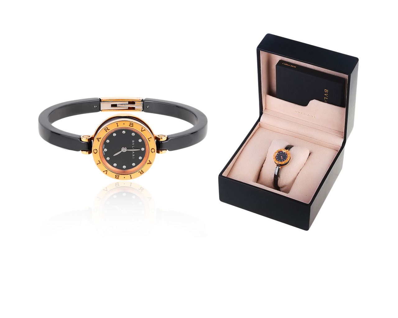 Золотые часы с керамикой и бриллиантами Bvlgari B.Zero 1