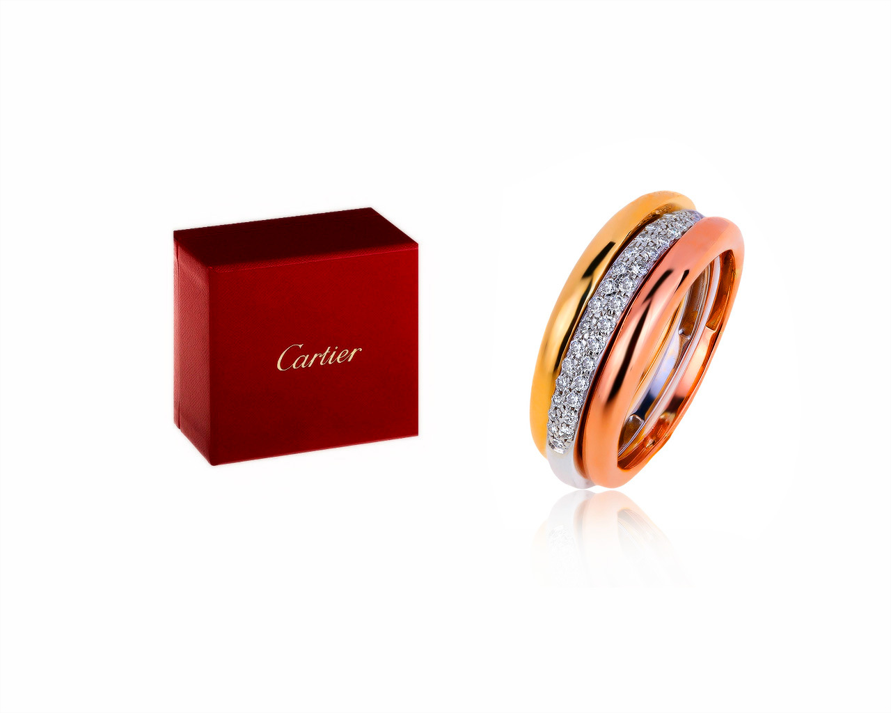 Оригинальное золотое кольцо с бриллиантами 0.35ct Cartier