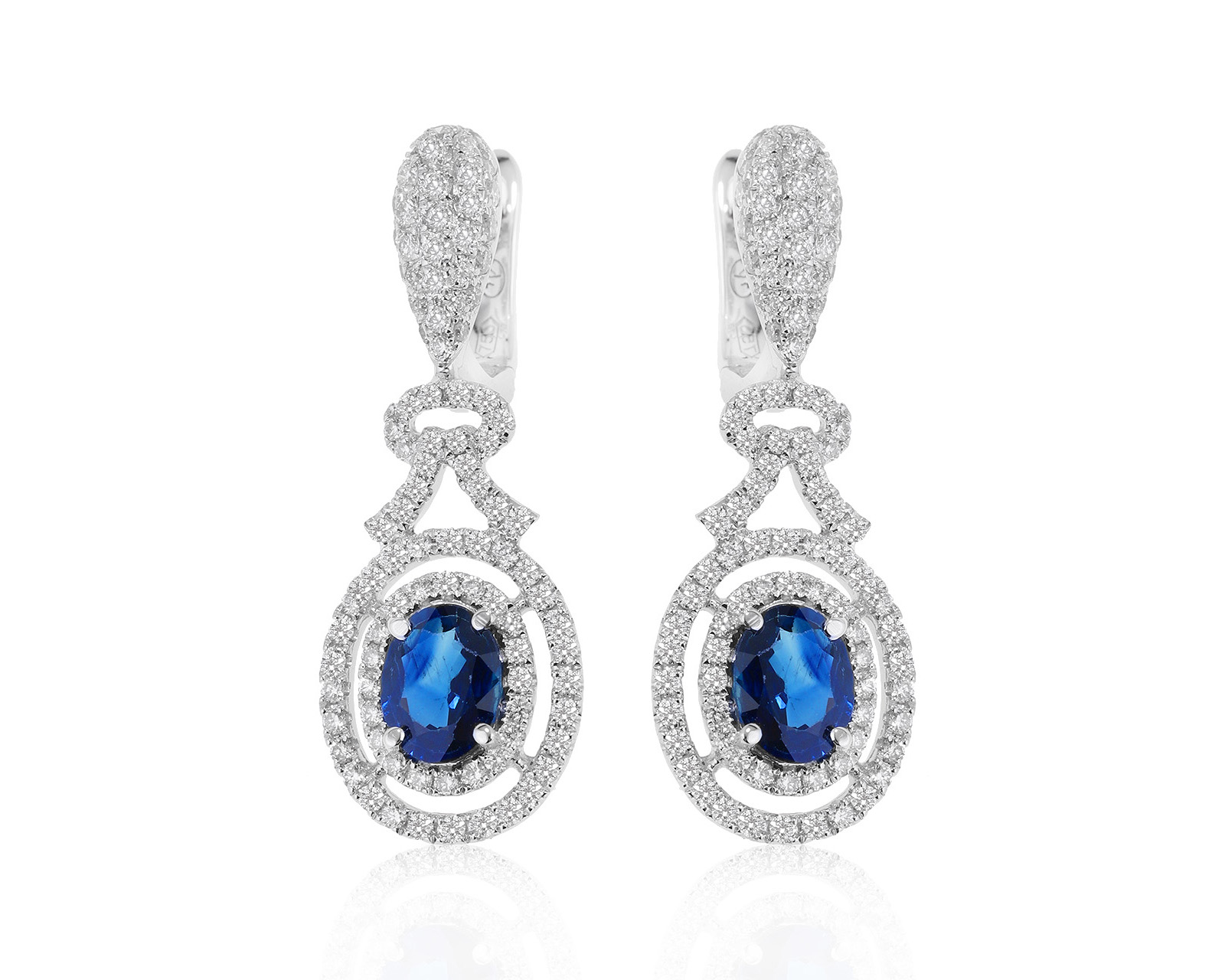 Безупречные золотые серьги с сапфирами 1.40ct