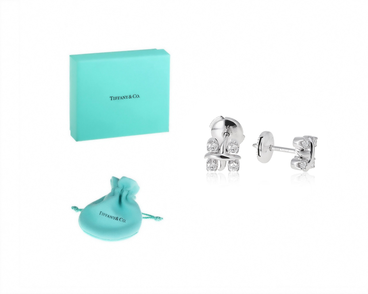 Оригинальные платиновые серьги с бриллиантами 0.29ct Tiffany&Co lyyn