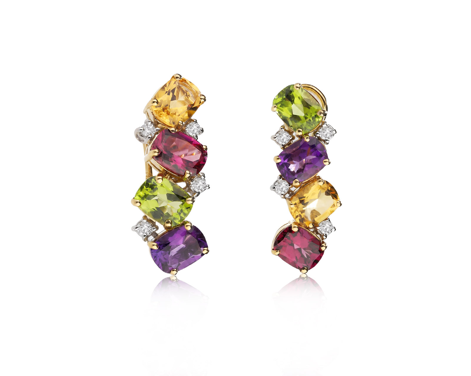 Оригинальные золотые серьги с цветными камнями 10.10ct Antonini 050526/1