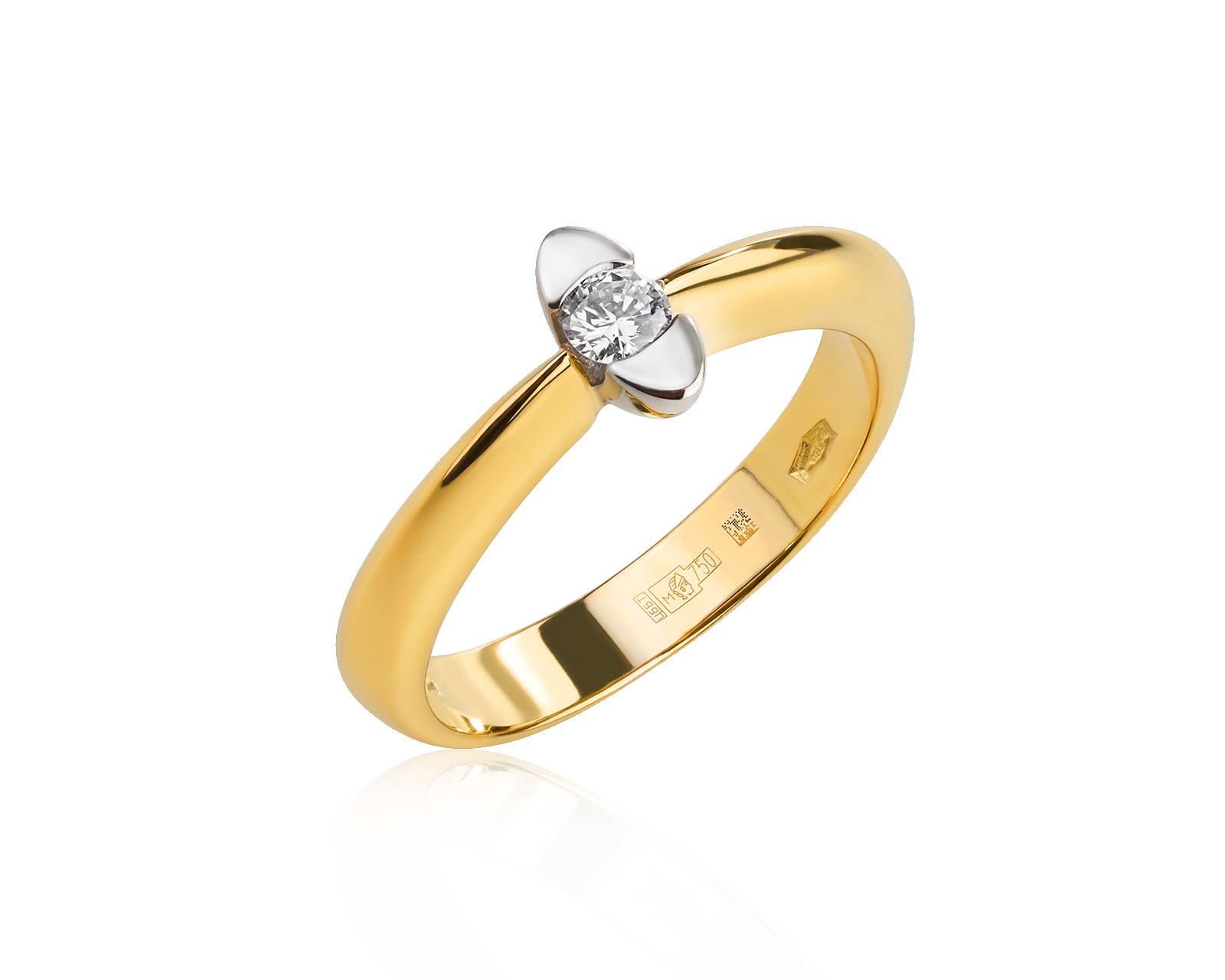 Оригинальное золотое кольцо с бриллиантом 0.13ct Piero Milano 270426/1